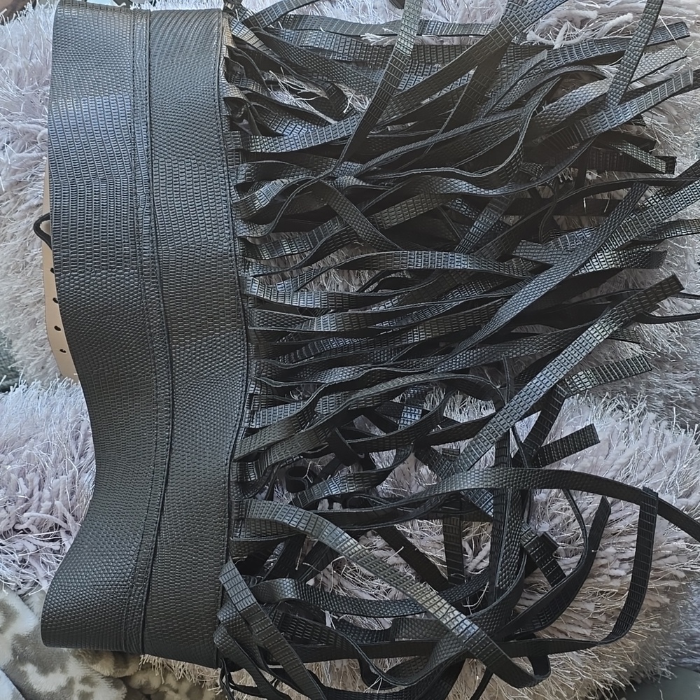 Bcbg fring belt two buckles in front. New and Never Worn. size Large.